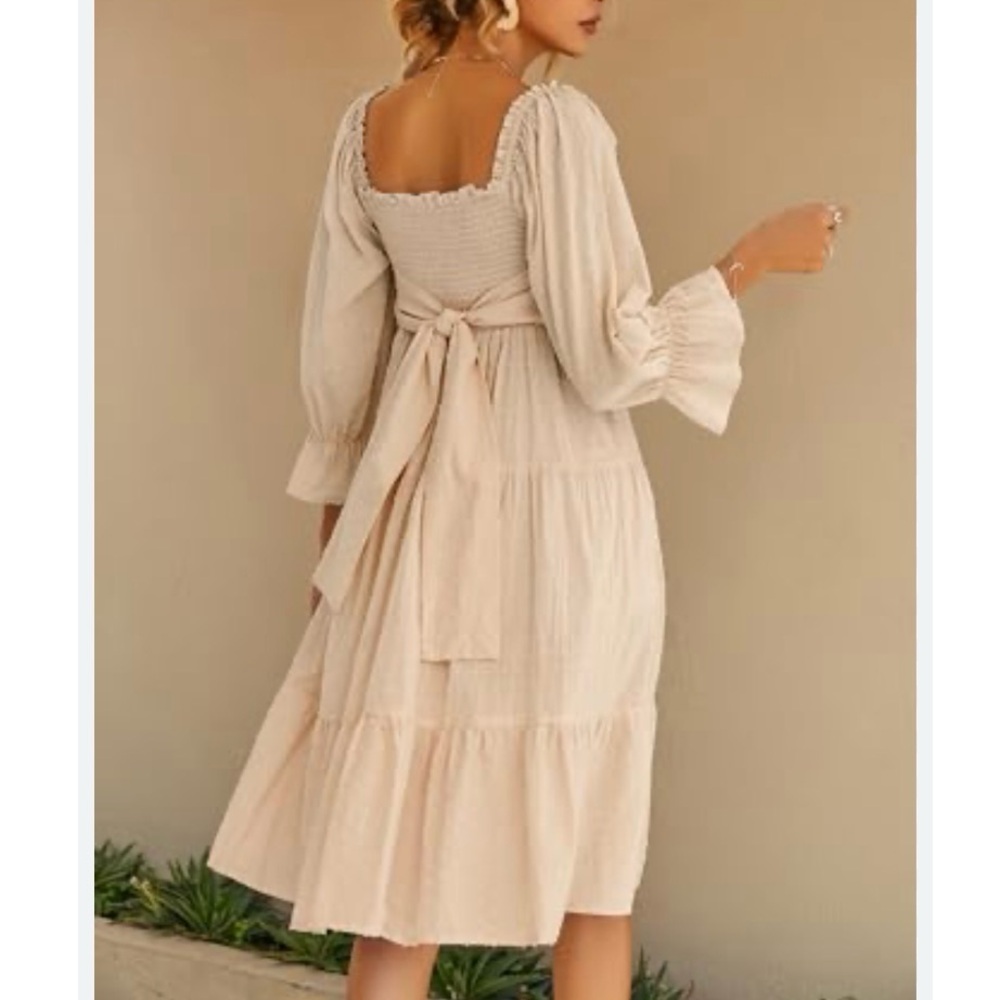 Elegant Cream Midi Dress
